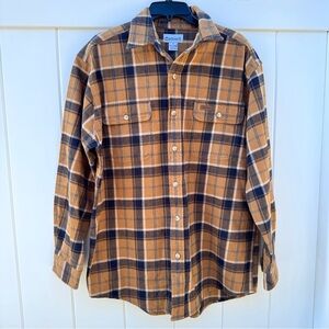 Carhartt Flannel Shirt Men's Large Long Sleeve Rugged Outdoors Workwear Mustard